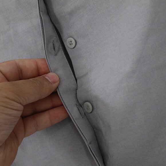 Tesla Shirt Womens XS Button Up 3/4 Sleeve Embroidered Logo Gray solid preppy - Picture 4 of 14